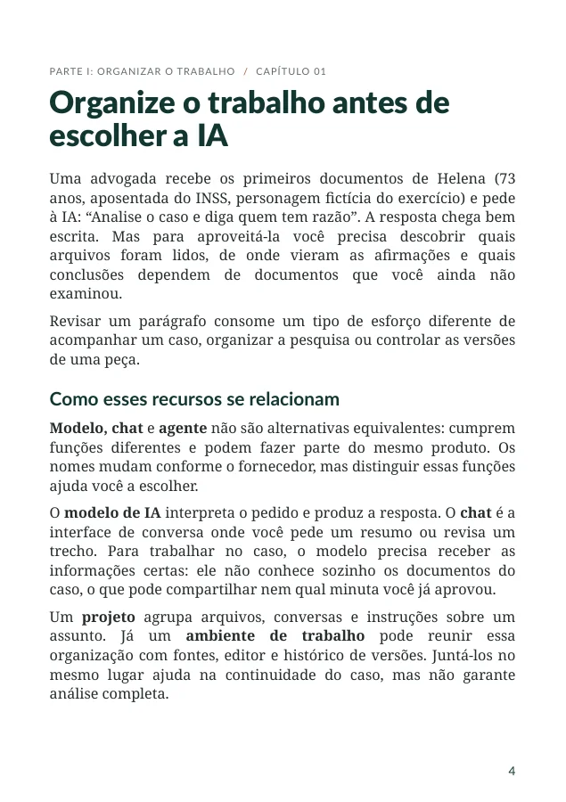 Página do capítulo 1 da amostra de Advocacia Aumentada